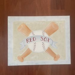 Red Sox Baseball Canvas 14” x 11” Pic Hand Painted Art