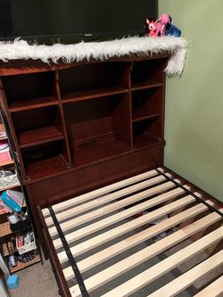 Twin Bed Frame with Bookcase Headboard