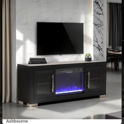 Brand New Black 60" TV Stand w/ Fire Place
(60"W X 15.5"D X 24.5"H