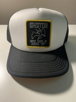 Led Zepplen Trucker Hay Black And White With Yellow