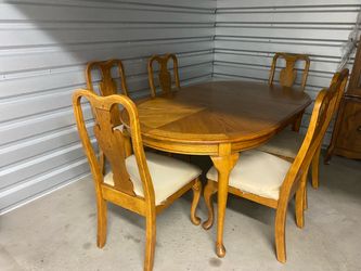 Oak oval dining table 7 piece set