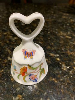 Beautiful Vintage Ardalt Bone China Bell Heart Handle, Butterfly, Flowers