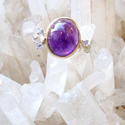 Amethyst And Topaz Sterling Silver Ring Size 8