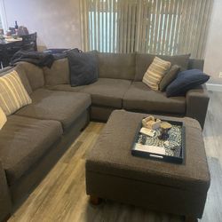Blue Sectional And Ottoman For sale