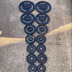 255lbs Full Set of Olympic 2" weight plates weights plate for barbell bar dumbbell 255 lb Ibs 255lb 45lb 35lb 25lb 45lbs CAP brand