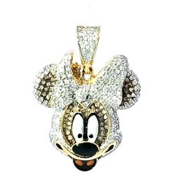 Fashion Minnie Mouse 10K Tri Color 0.91ctw Diamond Pendant