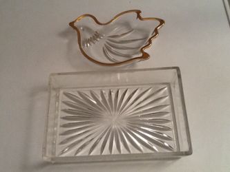 2 cut glass crystal candy / nut dishes