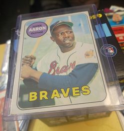 1969 Topps Hank Aaron Baseball Card & 1969 Topps National League Homerun Leaders from 1970 topps set