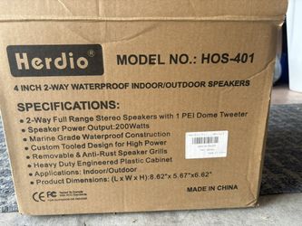 The Herdio HOS-401 4-Inch 2-Way Waterproof Indoor/Outdoor Speakers