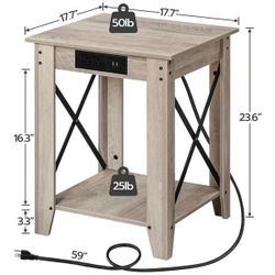 Farmhouse Alonso End Table with Charging Station