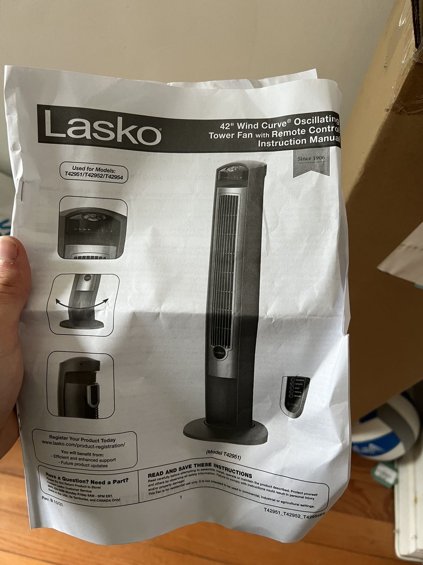 Lasko Oscillating Tower Fan with Remote, Quiet Floor Fans