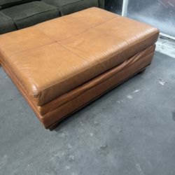 Leather Tan Ottoman