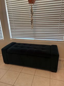 Green velvet ottoman with storage