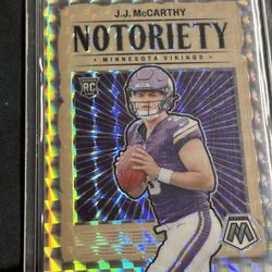 Jj McCarthy Purple Yellow Wave Rookie Refractor Football Card 