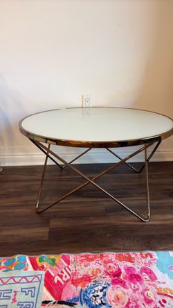 Round Glass Top Coffee Table Gold Base
