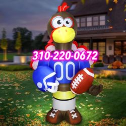 8 Foot Giant Football Turkey Thanksgiving Inflatables Outdoor Decorations LED Light Decorations Outdoor Blow Up
