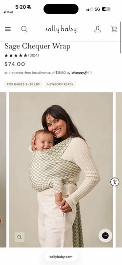 SOLLYBABY WRAPS- 2 of them, never used. Sage checkered and Flax beige color.