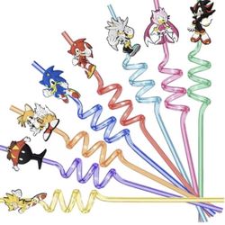 Drinking Straws, Set of 24, 11-in Sonic Birthday Party Drinking Straw
