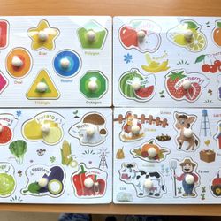 Wooden Puzzle Montessori Toys Alphabet Number Shape Matching Board