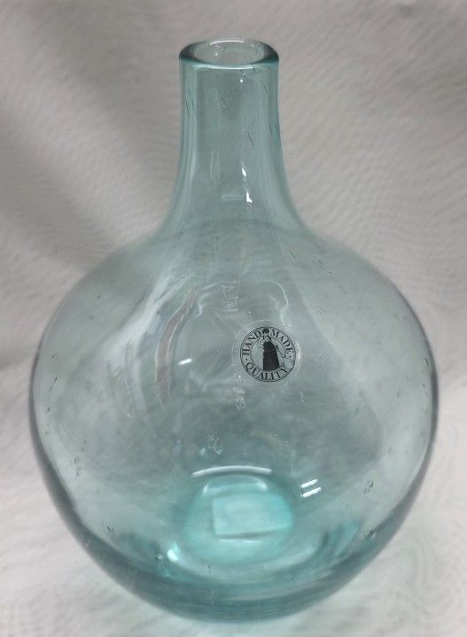 Ikea Glass Vase Handmade Quality 8" Tall Green