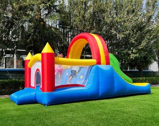 HuaKastro 16x7.2FT Inflatable Bounce House with 2 Racing Slides & Large Climbing Wall, 3 in 1.