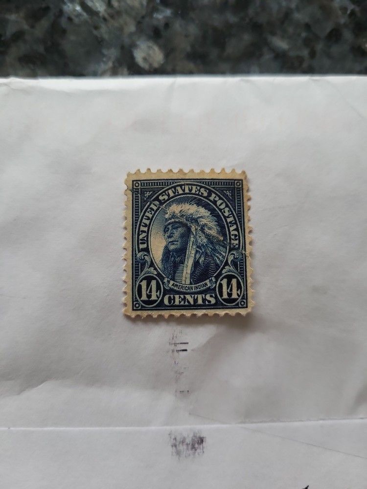 1923 American Indian Hollow Horn Bear 14c Deep Blue