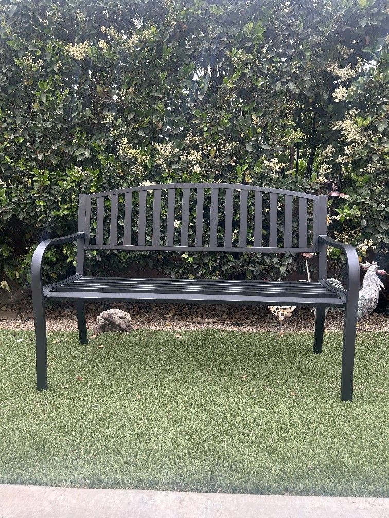 STEEL GARDEN BENCH PATIO COLOR: BLACK