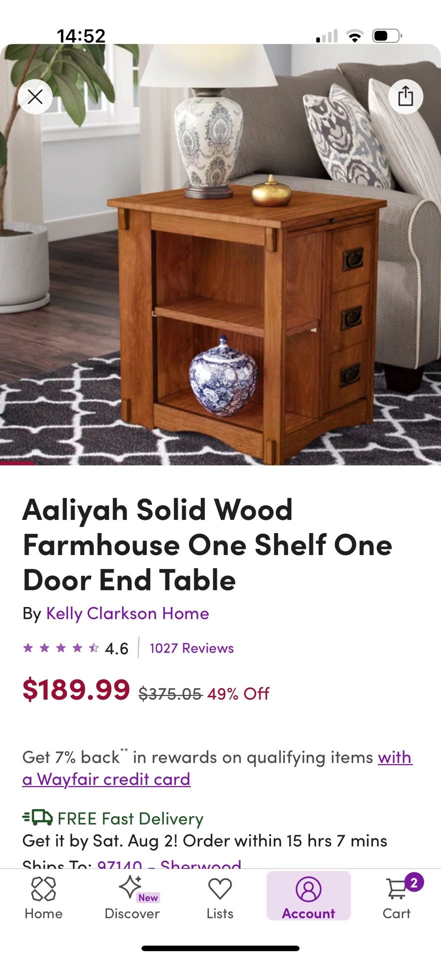 Solid Wood End Table