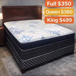 Queen Pillows Top With Free Box Spring - Same Day Delivery