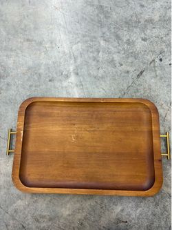 Better Homes & Gardens Acacia Wood Tray Metal Handles 22.76x12.99