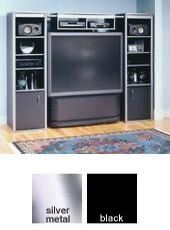 Gusdorf Home Theater Big Screen TV Audio/Visual Entertainment Center, Silver & Black, Contemporary