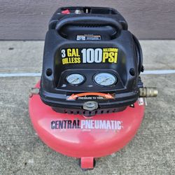 Central Pneumatic 3 Gal Pancake Air Compressor 100 Psi Electric