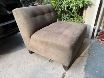 Modern armless accent chair brown tufted lounge chair