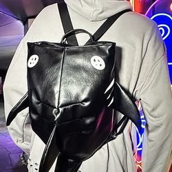 Shark Design Backpack PU Leather HotGirls School  Black