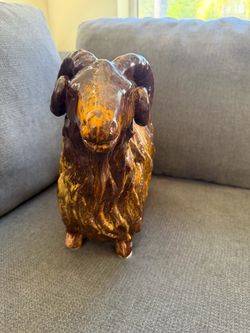 Glazed Ceramic Ram Figurine