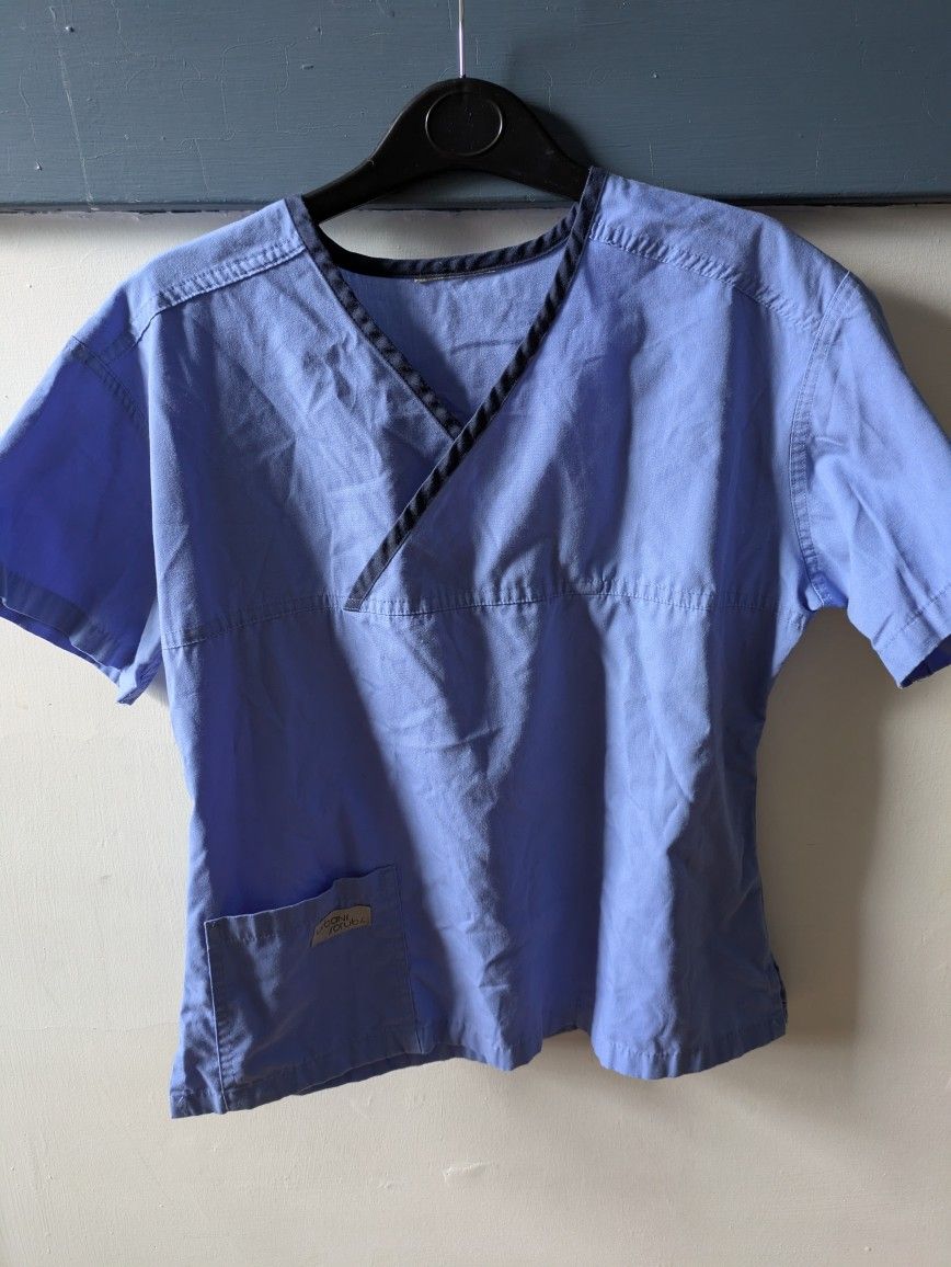 Women's Blue V Neck Scrub Top