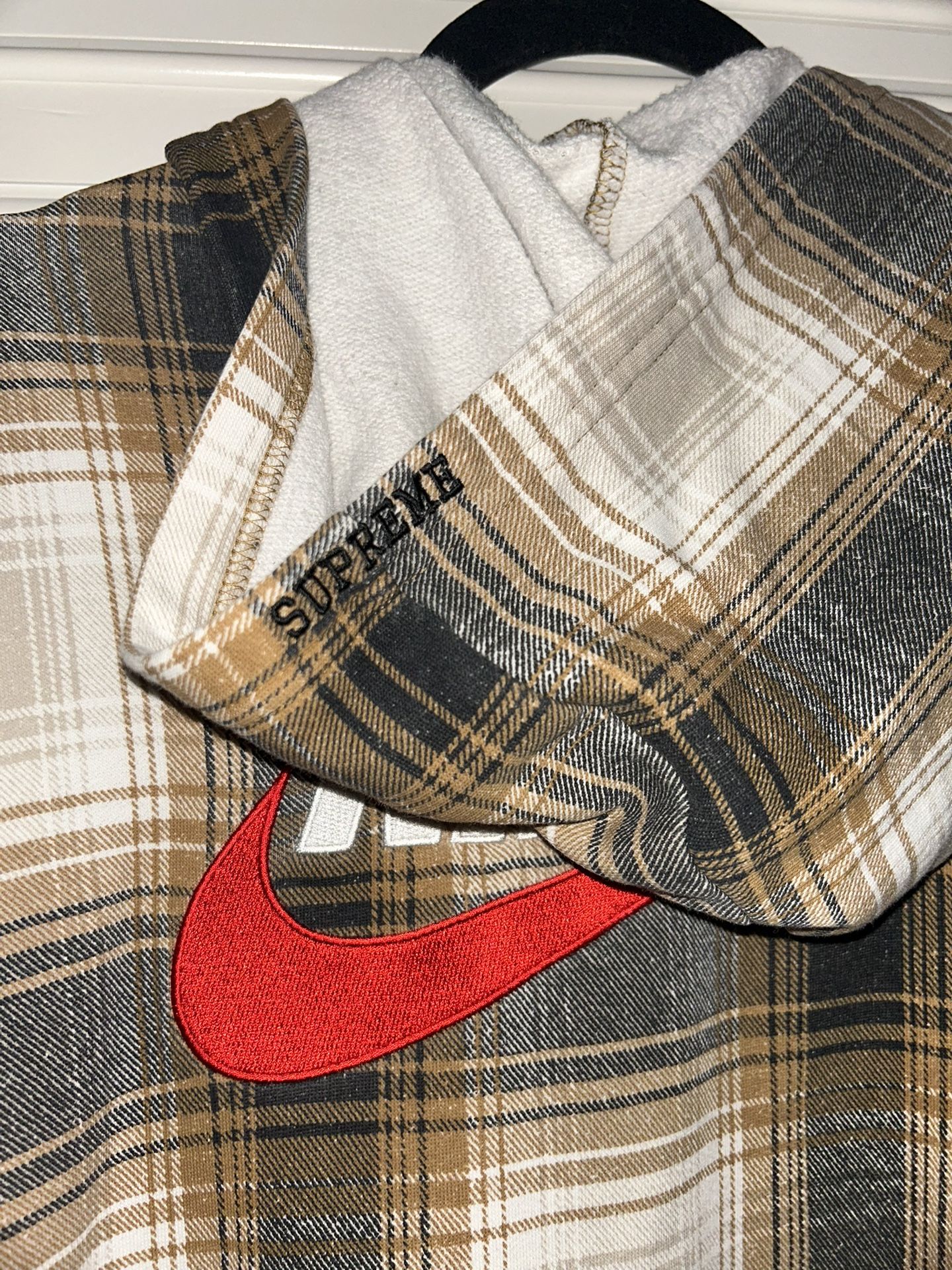 NIKE×Supreme チェックシャツ フード付き ブラウン系 M｜Yahoo!フリマ