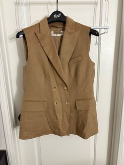Max Mara Brown Tan Camel Hair Double Breasted Vest Women’s US 12