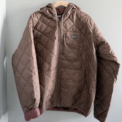 Patagonia Men’s Diamond Quilted Moose Brown Bomber Hoodie