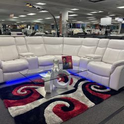 White U- Sectional Couch For Sale W/ Built - In LED Lights ( Furniture Assembly) 