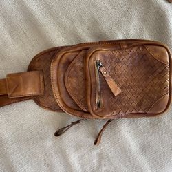 Genuine Leather Braided Cross Body Sling Bag 