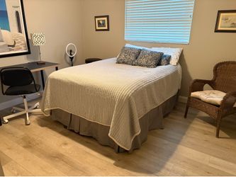 Full size frame, mattress and box spring set plus chair
