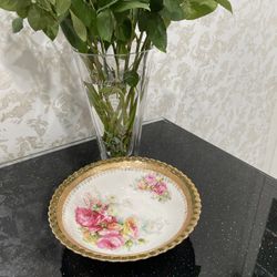 Antique Germany  Big Bowl With Roses And Gold Accent 10”