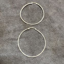 Diamond Cut Sterling Silver Hoop Earrings 