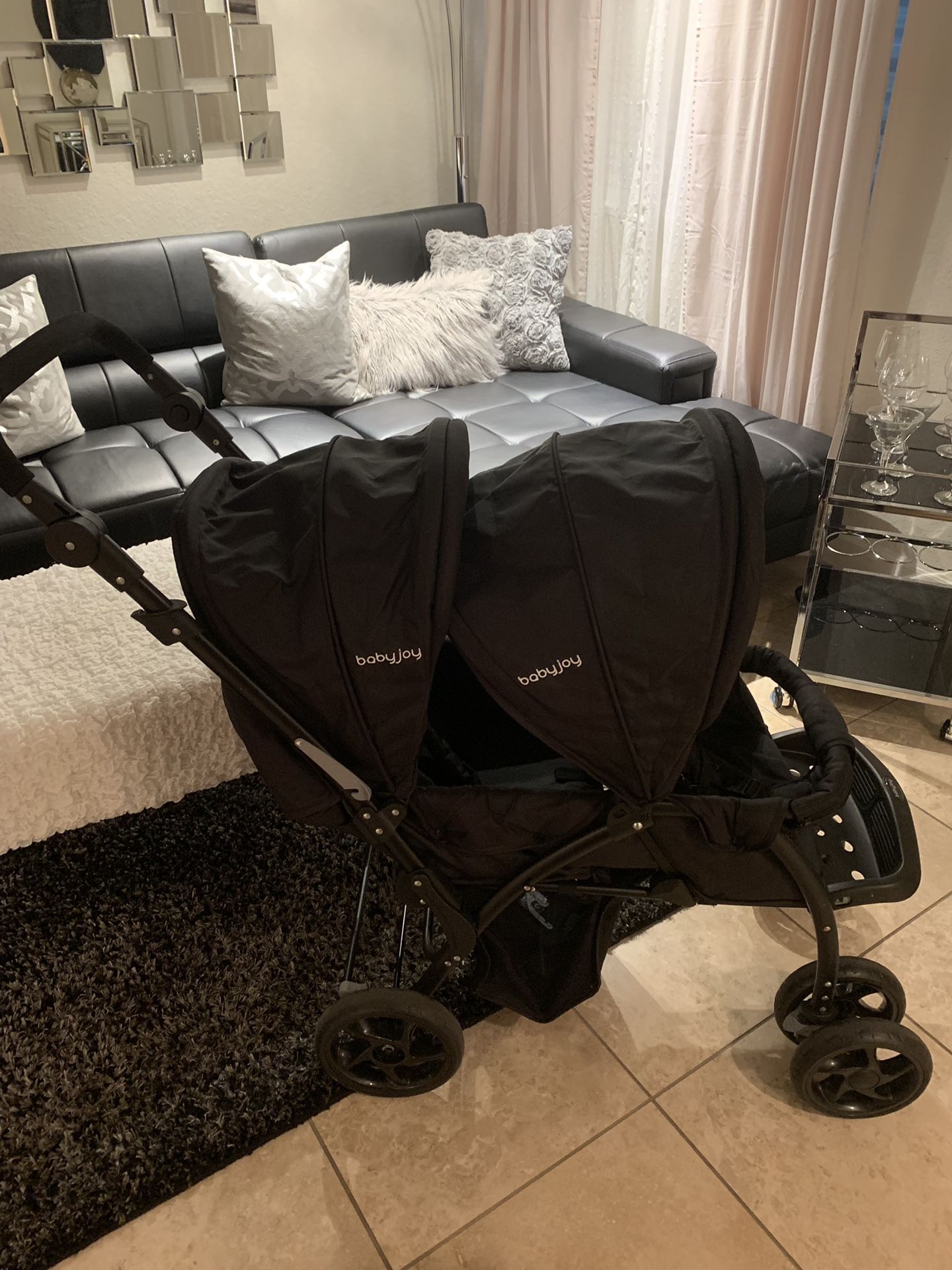 Baby Joy Double Stroller In Black