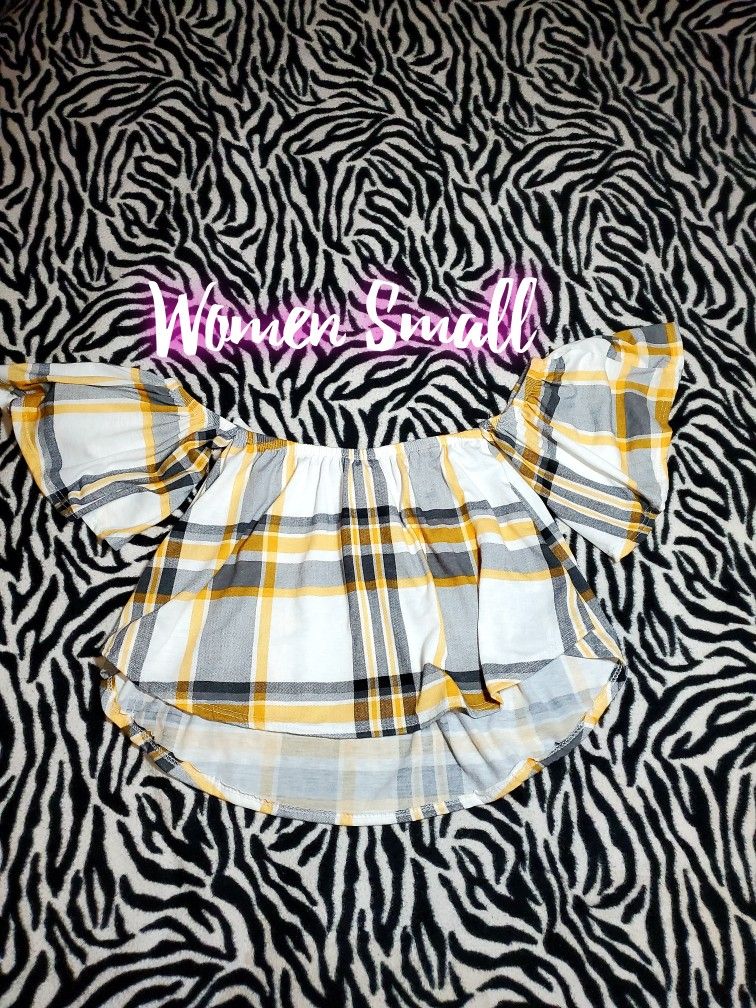 NEW Women Crop Top plaid shirt Women Small