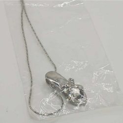 Silvertone Sandal/FlipFlop with Rhinestones pendant  on Silvertone Chain
