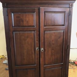 Ethan Allen Armoire Desk With Power Strip + Lights