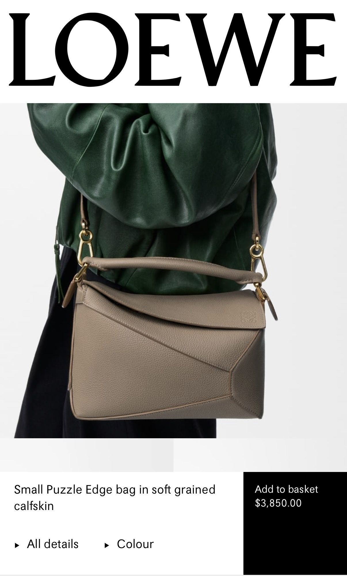 Small Puzzle Edge bag in soft grained calfskin