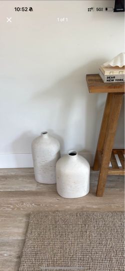 Set of 2 White Ceramic Jug Vases